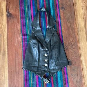 Vintage halter top leather vest